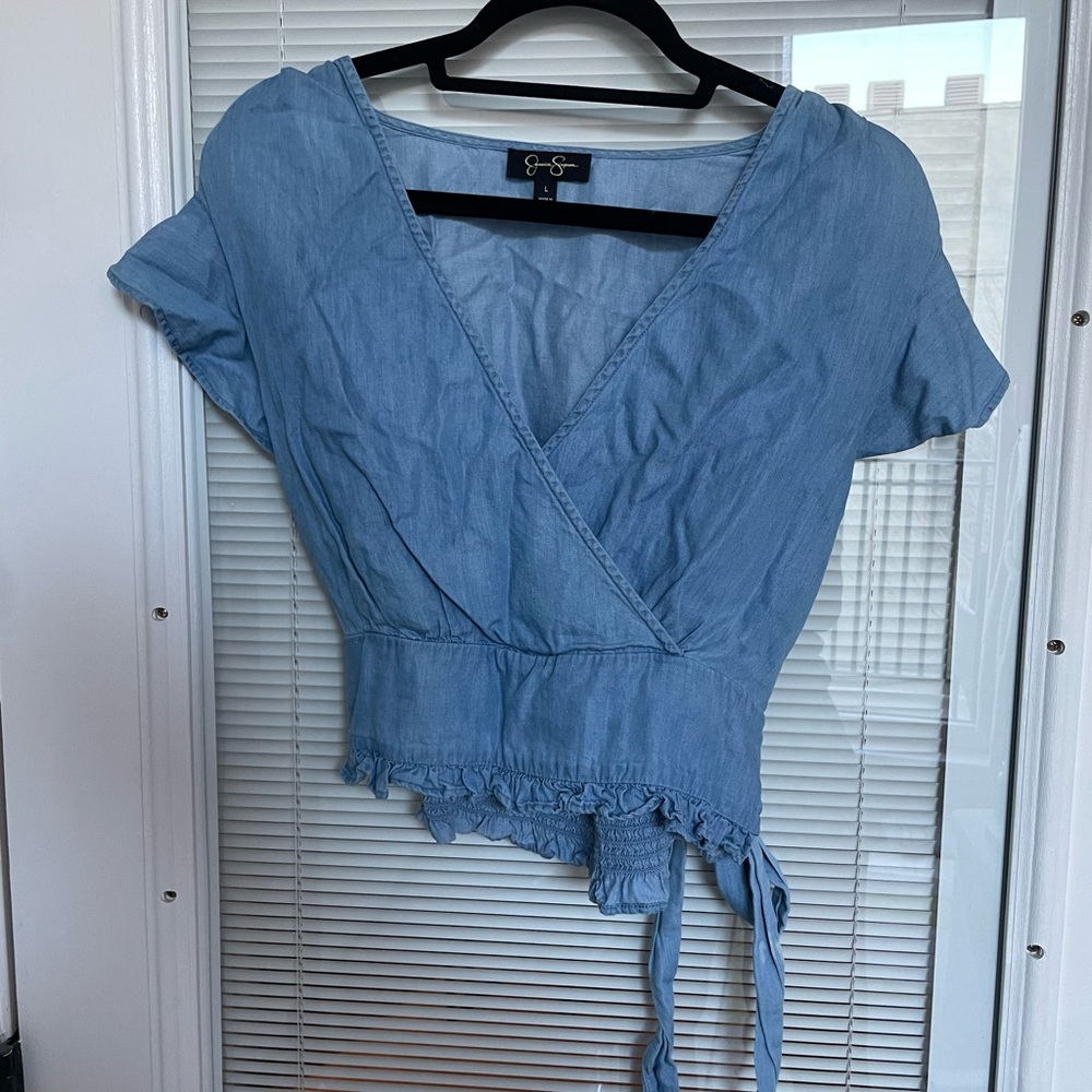 Blue Wrap Top